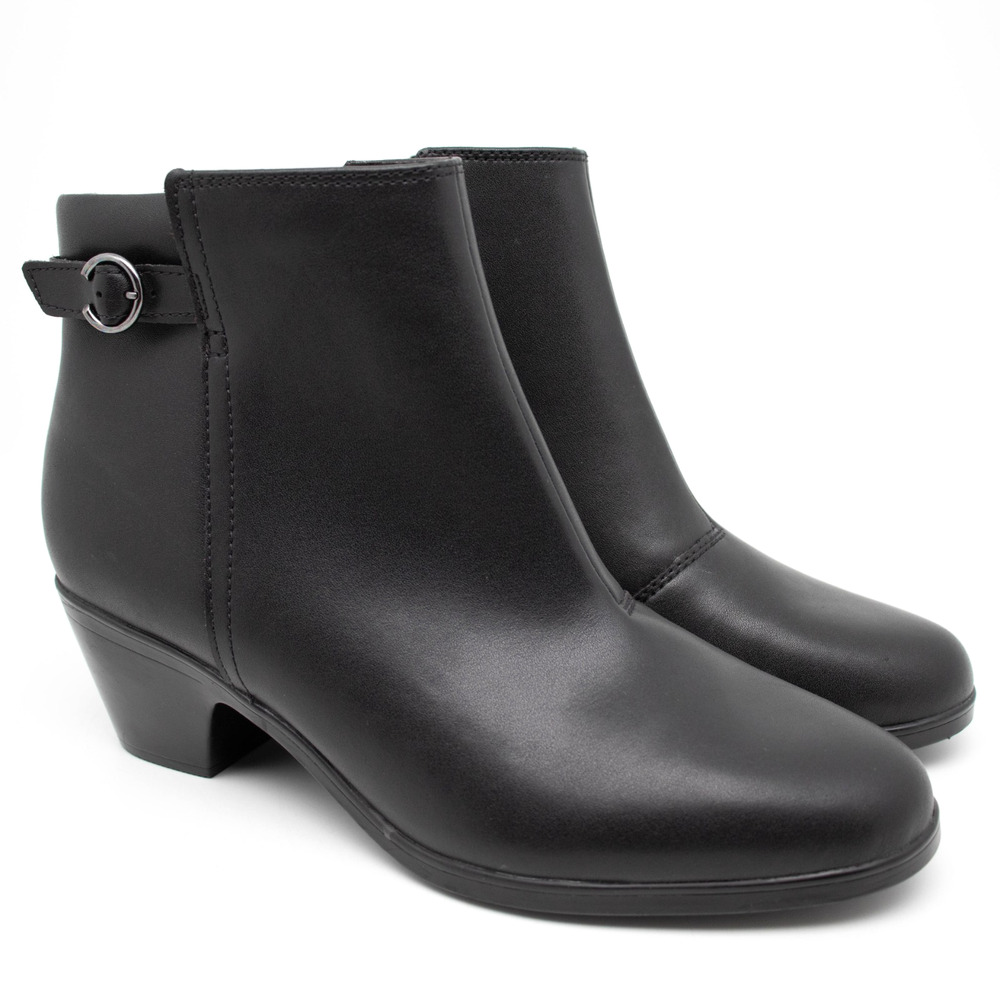 Clarks Emily 2 Belle Black Leather Ankle Boots Side Zipper Womens SIZE 10 M